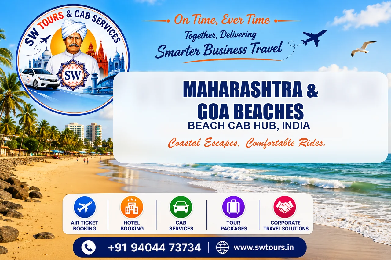 Maharashtra and Goa Beaches Cab Booking SW Tours beach cab booking banner